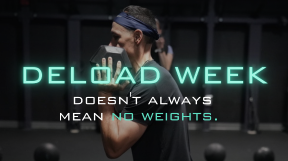 MADabolic member performing a weighted lunge with a dumbbell during deload week, text overlay reads "Deload Week Doesn't Always Mean No Weights"
